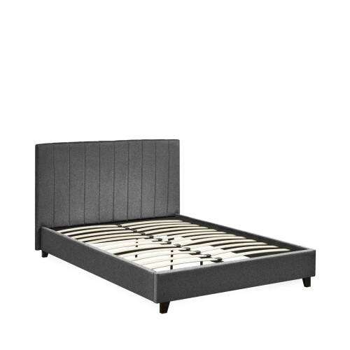 Aylen Dark Grey Faux Linen King Size Bed 2