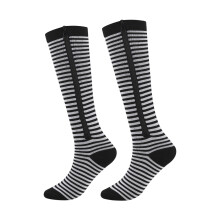 1 Pair Graduated Support Hosiery with Side Opening for Daily Wear Use Black stripes L/XL