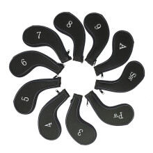 10Pcs Golfs Club Headcover Waterproof Golf Headcover Fit Most Brand Golf Iron Black