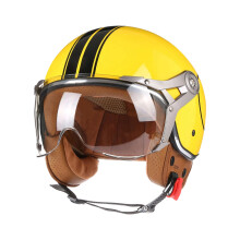 Retro Headgear with Built in Goggles For Men Women Scooter Cycling Yellow black lines s M