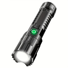 Linterna LED superbrillante, 3 modos ajustables, recargable por USB, con indicador de nivel de batería.Funciones