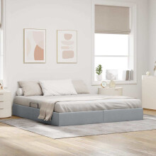 vidaXL Storage Bed with Headboard Light Grey 180 x 200 cm Fabric