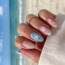 Seaside Almond Press on Nail Set Artificial Nail for Summer Outfit Styling
