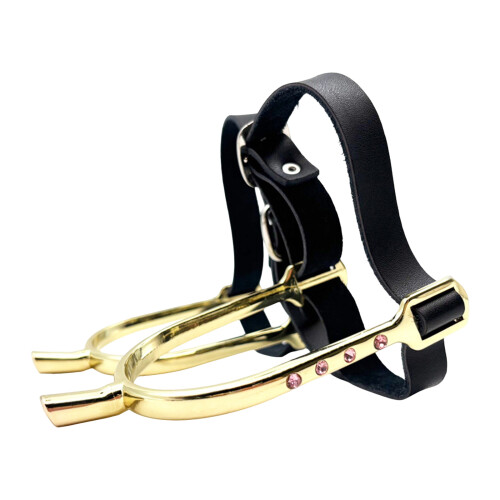 Arched Metal PU Spur Band with Secure Closures for Stable Use Gold