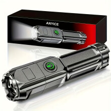 (ABS-1200mAh) Linterna de mano recargable por USB superbrillante, Ideal para acampar, hacer mochileros y hacer senderismo,