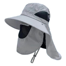Wide Brims Bucket Hat Sun Protections Hat with Neck Flap Hunting Caps Light grey