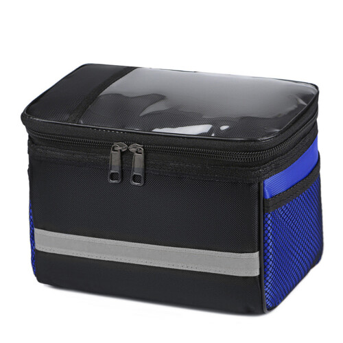Bicycles Handlebar Bag Large Bicycles Front Storage Pouches with Reflective Strips Blue