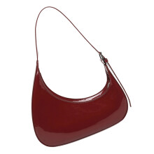Women PU Leather Moon Bag Elegant Shoulder Bag for Various Occasion Red