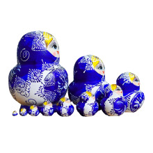 Cultural Russian Matryoshka Set of 10 Wood Nesting Toy for Gifts and Decors