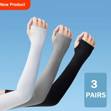 (black White Gray) 3 paires de manchons d'été pour hommes et femmes, tissu léger et respirant en Fiber de glace soyeuse, pare-soleil