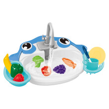 Fun and Learn Electric Water Sink Toy for Kids Pretend Play Vegetable Washing Blue