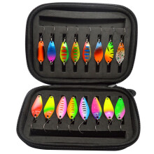 16Pcs Trout Fishing Spoon Lures Set with Hook Trout Lures Hard Metal Baits Type L