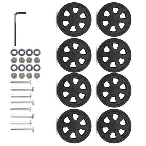 Suitcase Replacement Wheels Kits 8Pcs 60x12mm Rubber Caster Mute Smooth Wheels Black