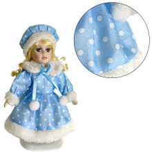Toy Doll 20cm Porcelain Doll Blond Girl in Dress Photo Props Decorations Blue