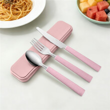 (1) 4pcs Stainless Steel Heavy-Duty Portable Cutlery Set with Storage Case | Compact Travel Utensils with Knife, Fork,