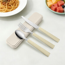 (4) 4pcs Stainless Steel Heavy-Duty Portable Cutlery Set with Storage Case | Compact Travel Utensils with Knife, Fork,