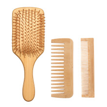3pcs Versatile Bamboo Hair Brush With Comb For Easy Styling And Scalp Massage