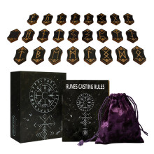 Wood Rune Cards Rune Card Engraved Symbol Polishs Rune Cards with Storage Bag