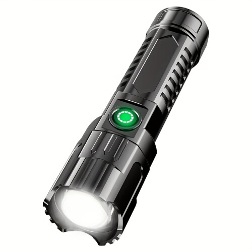 LED Super Bright Flashlight, 3 Modes Adjustable, USB Rechargeable, with Battery Level Indicator. Features Zoom Function
