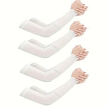 (Straight White, 4 Pairs) 4 pares de mangas de hielo con protección solar/guantes deportivos de ciclismo unisex/elástico de manga larga para hombr