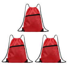 Front Pocket Drawstring Backpack Set for Sports Practice and Gear Red