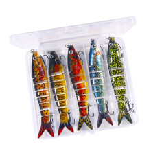 5Pcs Swimming Lures Freshwater Saltwater with Treble Hook Jointed Fishing 5 boxes of D
