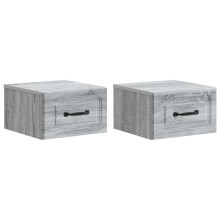vidaXL Wall-Mounted Bedside Cabinet 2 pcs Grey Sonoma Engineered Wood