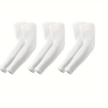 (3 Pairs Of White) Mangas de enfriamiento para brazos |Tejido elástico transpirable de secado rápido, deportes de verano y ciclismo.