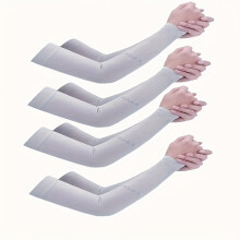 (pure gray, 4 Pairs) 4 Pairs Sunscreen Ice Sleeves/Unisex Cycling Sports Gloves/Long-Sleeve Elastic for Men Women/Summer Outdoor Use