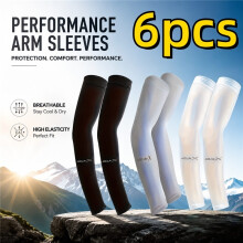 (Asian Size, 6pcs) Arm Sleeves & Arm Guards - UPF Sun Shield Cooling Breathable Washable Full Coverage Suitable for Driving, Golf, Fishing