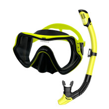 Underwater Snorkeling Mask and Tube Set for Pool Practice and Travel Yellow and black