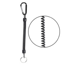 5Pcs Fishing Lanyards with Carabiner Fishing Coiled Lanyards for Plier, Boatings Black