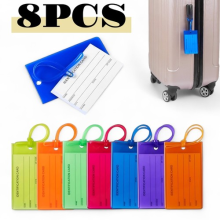 8PCS Luggage Tags Suitcase Baggage ID PVC Travel Accessories Name Card Holder
