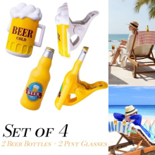 Beach Towel Clips Drink Holder Beer Cup Holder for Beach Chairs Pool Sunbeds 4PC