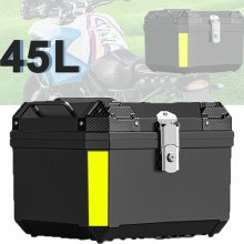 45L Motorcycle Rear Top Box Luggage Top Tail Carrier Case with Reflective Black