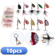 10pcs Metal Fishing Lures Set Multi Colour Hard Bait Tackle Hooks Kit UK