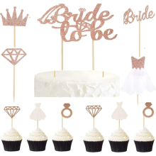 17 Bride To Be Cake Topper Cupcake Toppers Rose Gold Glitter Wedding Party Decor