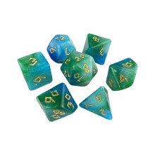 7Pcs Polyhedral Dices Multi-Sided Acrylic Dices Multicolored Game Dices Number 8