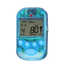 Electronic Metronome Portable LCD Digital Beat Tempo Clip-On Pocket Transparent blue