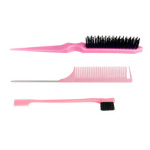 3Pcs Slick Back Hair Brush Edge Brush Hair Accessories Comb Rat Tail Comb Pink