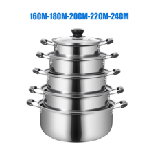 5PCS/Set Stainless Steel Saucepan Induction Cooking Pot Cooker Cookware Kitchen