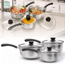 6 PCS Stainless Steel Saucepan Set Induction Cooking Pot Cooker Cookware Kitchen
