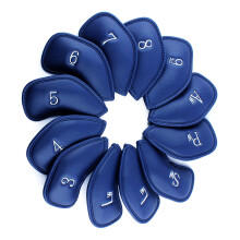 12Pcs PU Leather Golfs Iron Headcover Golfs Club Head Cover Putter Protector Blue