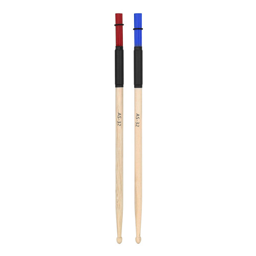 1Pair Enduring Wire Percussions Drum Stick Double Head Drum Brush Easy Use Red blue