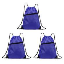 Drawstring Gym Backpack Set with Front Zipper Pocket for Sports Gear Royal blue