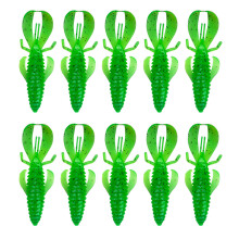10Pcs Fishing Wacky Baits Plastic Lures Soft Worms Wacky Lures Worms Grass buds green
