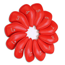 12Pcs Waterproofs Headcover Golfs Iron Club Head Cover Rod Head Protective Cases Red