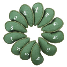12Pcs Golfs Iron Club Head Cover Waterproofs PU Leather Golfs Club Head Cover Green