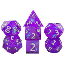 Mixed Color Dices Sparkling Resin Dices for RPGs and Casino Games Purple silver letter