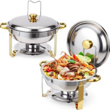 Buffet Stove 1 Pack Round Stainless Steel Set for Catering Parties Celebrations